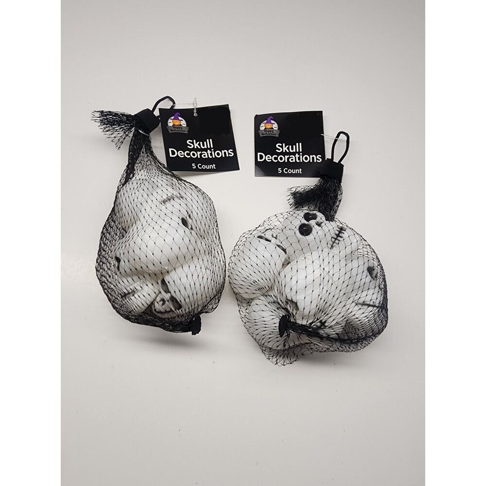 Halloween Skulls Happy Halloween Plastic Decor 2 Bags Of 5 Skulls 10 Total New